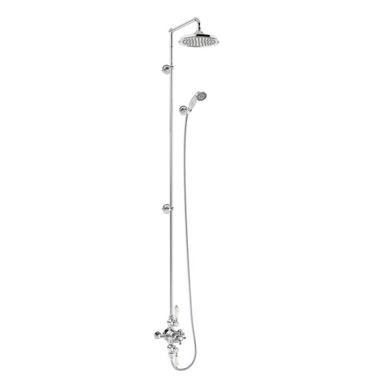 Avon Medici Thermostatic Exposed Shower Valve Two Outlet,Extended Rigid Riser, Swivel Shower Arm, Handset & Holder with Hose with 6 inch rose